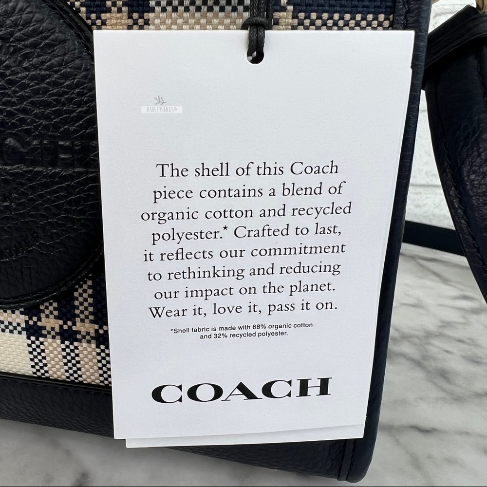 Coach Dempsey Tote 22 With Garden Plaid Print And Coach Patch Crossbody Midnight - Picture 12 of 13